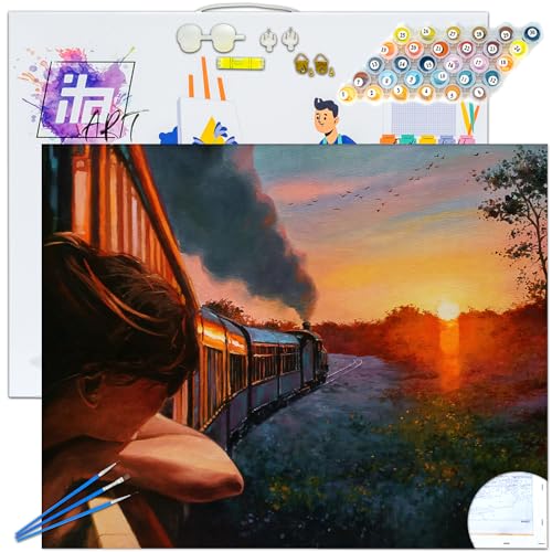 ITA ART Malen nach Zahlen Komplett Set mit Keilrahmen, Acrylfarben, Pinseln, Zubehör, Geschenkbox - DIY Gemälde Bastelset Kit mit Leinwand für Erwachsene, 40x50 cm, Neuanfang ITA ART Malen nach Zahlen Komplett Set mit Keilrahmen, Acrylfarben, Pinseln, Zubehör, Geschenkbox - DIY Gemälde Bastelset Kit mit Leinwand für Erwachsene, 40x50 cm, Neuanfang von ITA