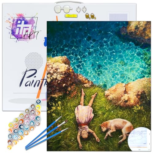 ITA ART Malen nach Zahlen Komplett Set mit Keilrahmen, Acrylfarben, Pinseln, Zubehör, Geschenkbox - DIY Gemälde Bastelset Kit mit Leinwand für Erwachsene, 40x50 cm, Sorglosigkeit ITA ART Malen nach Zahlen Komplett Set mit Keilrahmen, Acrylfarben, Pinseln, Zubehör, Geschenkbox - DIY Gemälde Bastelset Kit mit Leinwand für Erwachsene, 40x50 cm, Sorglosigkeit von ITA