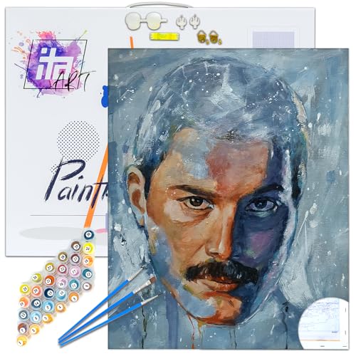 ITA ART Malen nach Zahlen Komplett Set mit Keilrahmen, Acrylfarben, Pinseln, Zubehör, Geschenkbox - DIY Gemälde Bastelset Kit mit Leinwand für Erwachsene, Freddie, 30x40 cm ITA ART Malen nach Zahlen Komplett Set mit Keilrahmen, Acrylfarben, Pinseln, Zubehör, Geschenkbox - DIY Gemälde Bastelset Kit mit Leinwand für Erwachsene, Freddie, 30x40 cm von ITA