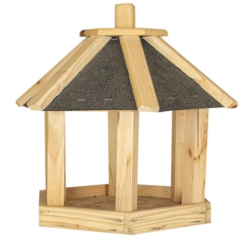 ITA Vogelfutterhaus Restaurant 37x33x35 cm aus Holz - Vogelhaus für Garten, Terrasse, Balkon - Vogelfutterspender für Wildvögel - Wetterfest, Stabil, Robust - Direkt vom Hersteller - EU Produkt von ITA