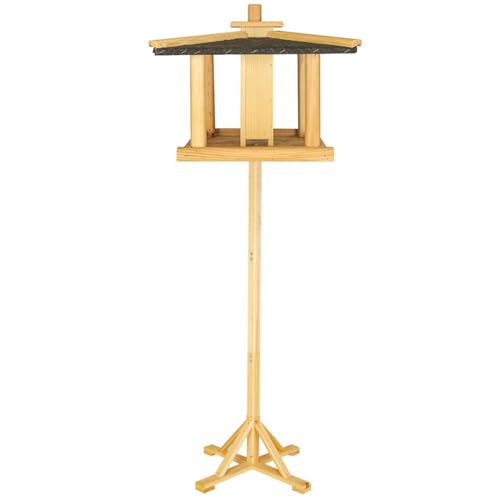 ITA Vogelhaus mit Ständer Mittagsrast 43x43x35 cm aus Holz - Vogelfutterhaus für Wildvögel - Wetterfest, Stabil, Robust - Vogelfutterspender Direkt vom Hersteller - EU Produkt von ITA