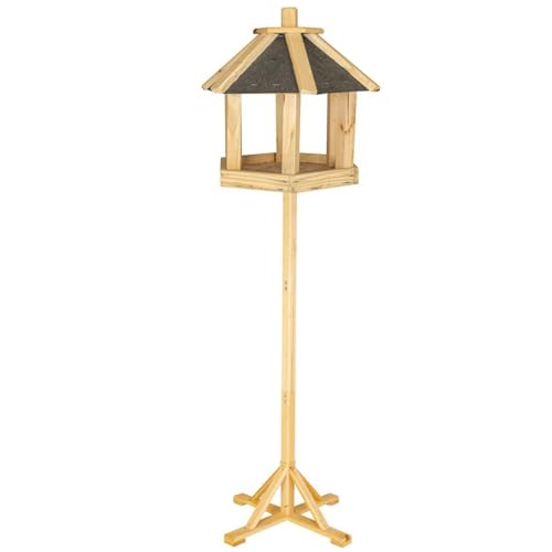 ITA Vogelhaus mit Ständer Restaurant 37x33x35 cm aus Holz - Vogelfutterhaus für Wildvögel - Wetterfest, Stabil, Robust - Vogelfutterspender Direkt vom Hersteller - EU Produkt von ITA
