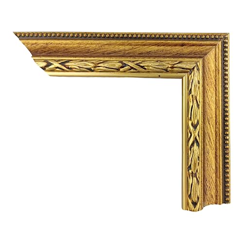 ITALIA CORNICI Meister Handwerker I Bilderrahmen für Leinwände mit Passepartout aus Holz I verschiedene Größen I anpassbar I Walnuss Roségold Creme (50 x 75 cm, Gold) von ITALIA CORNICI