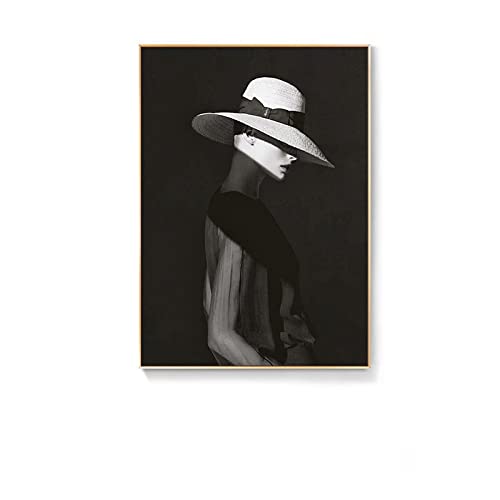 ITAWS Leinwand Schöne Frau Mit Weißem Hut, 50 X 70 Cm Ohne Rahmen Kinderzimmer Wandkunst Home Decor Gemälde von ITAWS