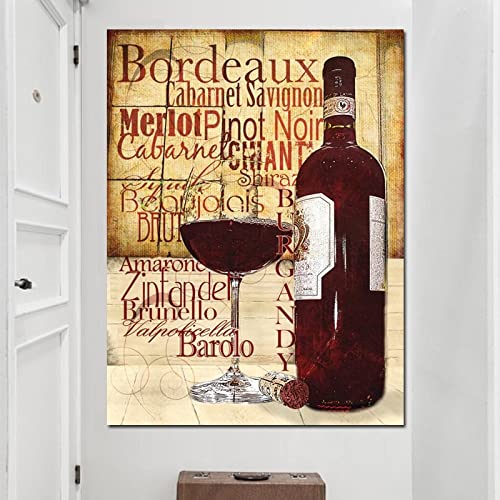 ITAWS Leinwand Zitat-Poster Mit Rotweingläsern, Flasche, 40 X 50 Cm, Ohne Rahmen Kinderzimmer Wandkunst Home Decor Gemälde von ITAWS