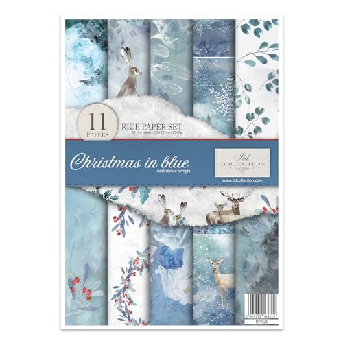 ITD Collection RP025 Reispapier, Christmas in Blue, 29,7 x 21 cm von ITD Collection