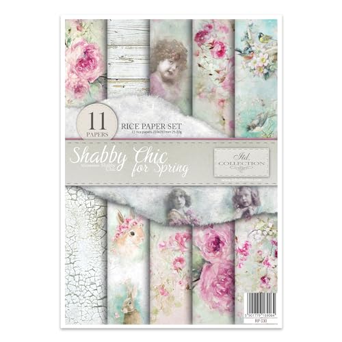 ITD Collection RP030 Reispapier, Shabby Chic for Spring, 29,7 x 21 cm von ITD Collection