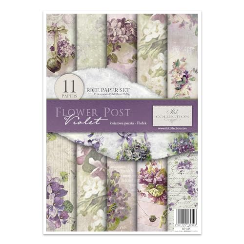 ITD Collection RP035 Reispapier, Flower Post - Violet, 29,7 x 21 cm von ITD Collection