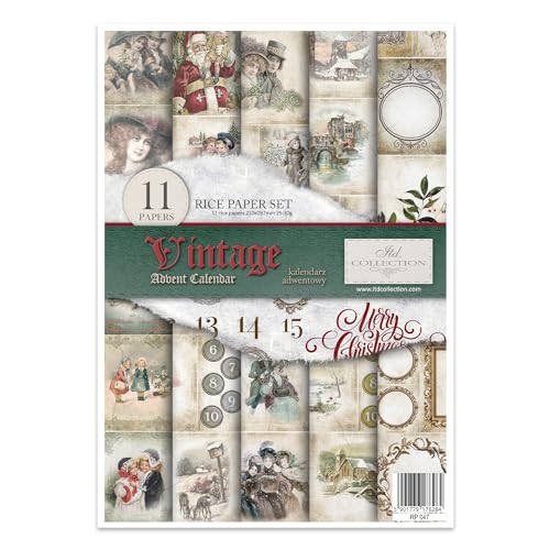 ITD Collection RP047 Reispapier, Vintage Advent Calendar, 29,7 x 21 cm von ITD Collection