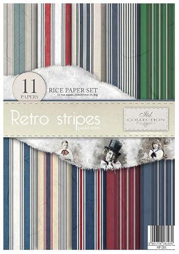 ITD Collection RP055 Reispapier, Retro Stripes, 21x30x0,15cm von ITD Collection