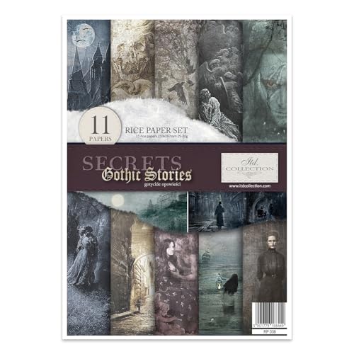 ITD Collection - Reispapier Kreativset A4 Decoupage Rice Paper Sheet 29,7 x 21 cm Serviettentechnik Mehrfarben (Secrets Gothic Stories, RP008) von ITD Collection