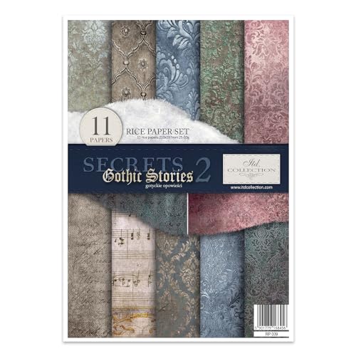 ITD Collection - Reispapier Kreativset A4 Decoupage Rice Paper Sheet 29,7 x 21 cm Serviettentechnik Mehrfarben (Secrets Gothic Stories 2, RP009) von ITD Collection