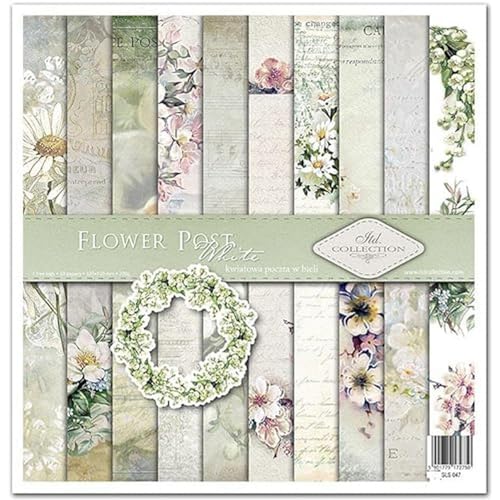 ITD Collection - Scrapbooking-Paket 12x12 inches, Scrapbooking Papier, Dekorpapier, Decoupage, Kartenherstellung, Papiergröße - 310 x 320 mm (Flower Post - White, SLS047) von ITD Collection