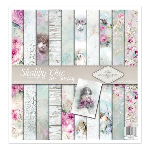 ITD Collection - Scrapbooking-Paket 12x12 inches, Scrapbooking Papier, Dekorpapier, Decoupage, Kartenherstellung, Papiergröße - 310 x 320 mm (Shabby Chic für den Frühling) (SLS-008) 10 Blatt + 1 von ITD Collection