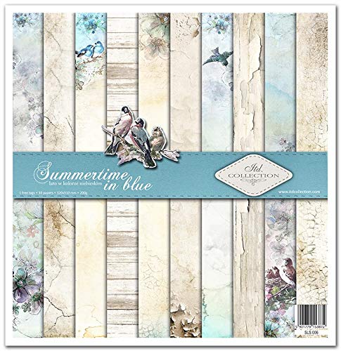 ITD Collection - Scrapbooking-Paket 12x12 inches, Scrapbooking Papier, Dekorpapier, Decoupage, Kartenherstellung, Papiergröße - 310 x 320 mm (Sommerzeit in Blau) (SLS-006) 10 Blatt + 1 von ITD Collection