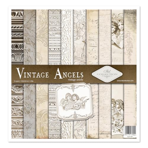 ITD Collection - Scrapbooking-Paket 12x12 inches, Scrapbooking Papier, Dekorpapier, Decoupage, Kartenherstellung, Papiergröße - 310 x 320 mm (Vintage Angels, SLS051) von ITD Collection