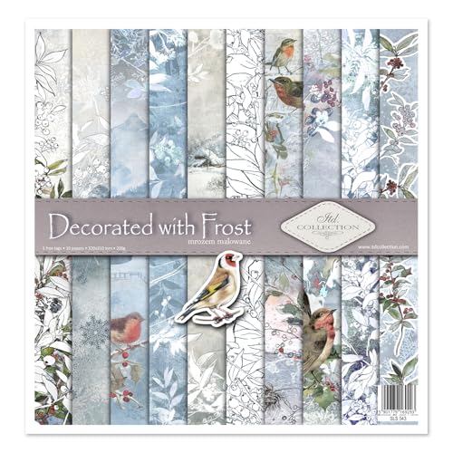 ITD Collection - Scrapbooking-Paket 12x12 inches, Scrapbooking Papier, Dekorpapier, Decoupage, Kartenherstellung, Papiergröße - 310x320 mm (SLS043) 10 Blatt + 1, Decorated with frost von ITD Collection