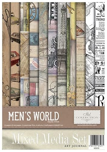 ITD Collection -Scrapbooking Paket A4 Zubehör-Decoupage Set-Scrapbook Papier Satz mit Pergamentpapier-Größe 210x297mm (MS035 - HS code 48021000), Men's World von ITD Collection