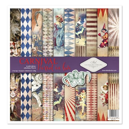 ITD Collection - Scrapbooking package 12 x 12 inches, scrapbooking paper, decorative paper, decoupage, card making, paper size - 310 x 320 mm (Carnival - Pierrot in love, SLS-021) von ITD Collection