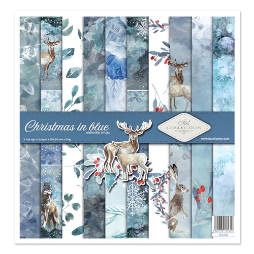 ITD Collection - Scrapbooking package 12 x 12 inches, scrapbooking paper, decorative paper, decoupage, card making, paper size - 310 x 320 mm (Christmas in blue, SLS-019), Mittel von ITD Collection
