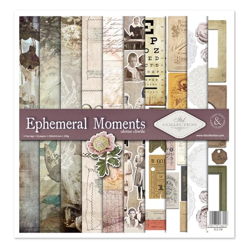 ITD Collection - Scrapbooking package 12 x 12 inches, scrapbooking paper, decorative paper, decoupage, card making, paper size - 310 x 320 mm (Ephemeral Moments, SLS-036) von ITD Collection