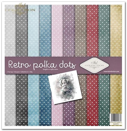 ITD Collection - Scrapbooking package 12 x 12 inches, scrapbooking paper, decorative paper, decoupage, card making, paper size - 310 x 320 mm (Retro polka dots, SLS-015) von ITD Collection