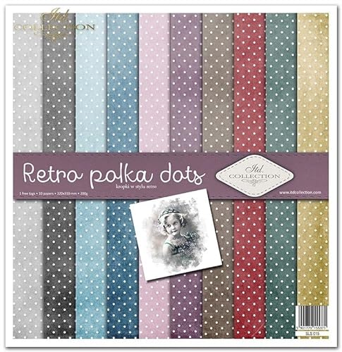 ITD Collection - Scrapbooking package 12 x 12 inches, scrapbooking paper, decorative paper, decoupage, card making, paper size - 310 x 320 mm (Retro polka dots, SLS-015) von ITD Collection