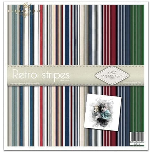 ITD Collection - Scrapbooking package 12 x 12 inches, scrapbooking paper, decorative paper, decoupage, card making, paper size - 310 x 320 mm (Retro stripes, SLS-016) von ITD Collection