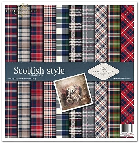 ITD Collection - Scrapbooking package 12 x 12 inches, scrapbooking paper, decorative paper, decoupage, card making, paper size - 310 x 320 mm (Scottish style, SLS-017) von ITD Collection