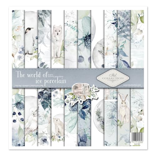 ITD Collection - Scrapbook Papier - Scrapbooking Set - Motivpapier zum Basteln - Dekorpapier 12x12 inches - 310 x 310 mm - 10 Blatt + 1 – The world of ice porcelain - SLS-020 von ITD Collection
