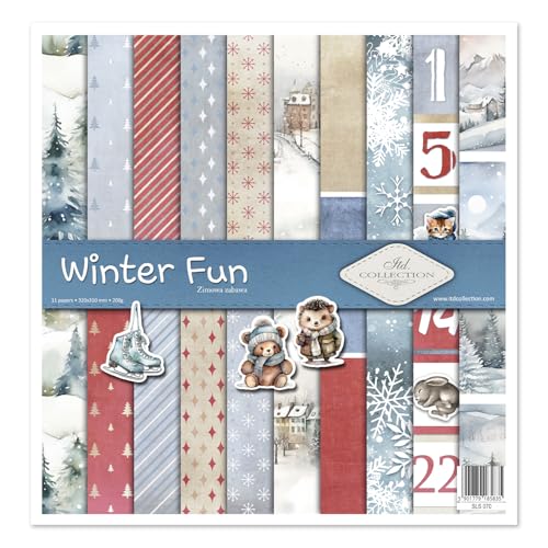 ITD Collection - Scrapbook Papier - Scrapbooking Set - Motivpapier zum Basteln - Dekorpapier 12x12 inches - 310 x 310 mm - 10 Blatt + 1 – Winter Fun - SLS-070 von ITD Collection