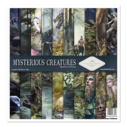 ITD Collection - Scrapbook Papier - Scrapbooking Set - Motivpapier zum Basteln - Dekorpapier 12x12 inches - 310 x 310 mm - 10 Blatt + 1 – Mysterious Creatures - SLS-071 von ITD Collection