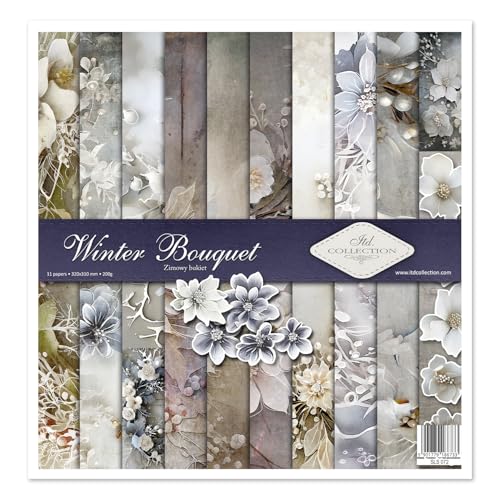 ITD Collection - Scrapbook Papier - Scrapbooking Set - Motivpapier zum Basteln - Dekorpapier 12x12 inches - 310 x 310 mm - 10 Blatt + 1 – Winter Bouquet - SLS-072 von ITD Collection