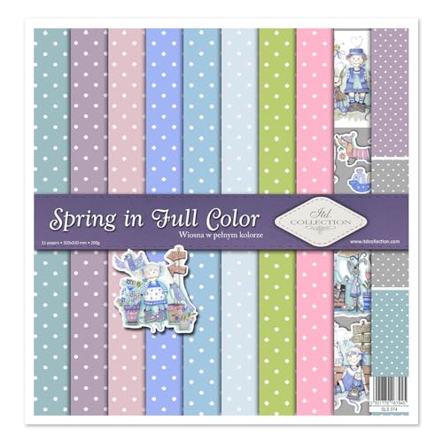 ITD Collection - Scrapbook Papier - Scrapbooking Set - Motivpapier zum Basteln - Dekorpapier 12x12 inches - 310 x 310 mm - 10 Blatt + 1 – Spring in Full Color - SLS-074 von ITD Collection