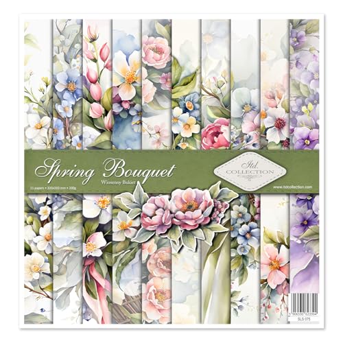 ITD Collection - Scrapbook Papier - Scrapbooking Set - Motivpapier zum Basteln - Dekorpapier 12x12 inches - 310 x 310 mm - 10 Blatt + 1 – Spring Bouquet - SLS-075 von ITD Collection