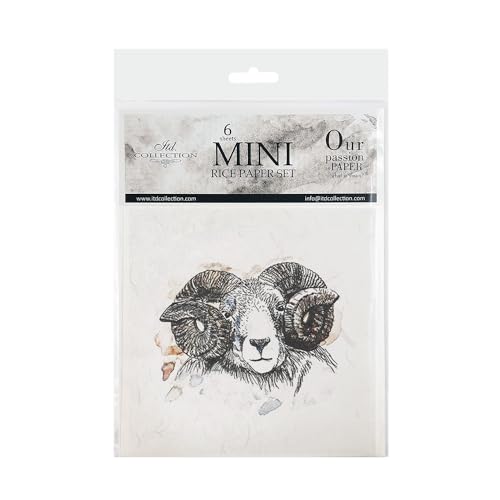 ITD Collection - Mini Reispapier Kreatives Set 14,8 x 14,8 cm (6 Blätter), Decoupage Reispapiere für Basteln, Papier zum Dekoration, Mehrfarbig (RSM001) von ITD Collection