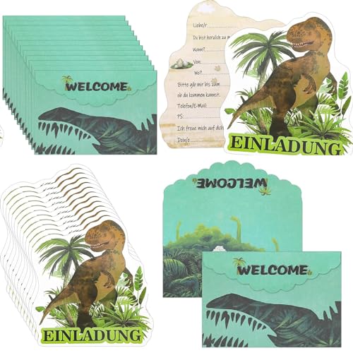 ITECHNIK 12x Dino Einladungskarten Kindergeburtstag mit 12 Umschlag, Dinosaurier Einladungen fur Kinder zum Geburtstag Junge Dino.Dinosaurier Mottoparty Dino Einladungskarten.Kinderparty ITECHNIK 12x Dino Einladungskarten Kindergeburtstag mit 12 Umschlag, Dinosaurier Einladungen fur Kinder zum Geburtstag Junge Dino.Dinosaurier Mottoparty Dino Einladungskarten.Kinderparty von ITECHNIK