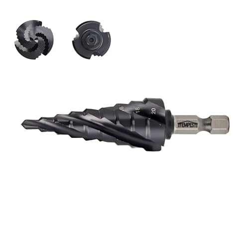 ITEMPESTI Stufenbohrer M35 Kobalt mit TiAlN-Beschichtung (4-20mm/9 Stufen) - Vier-Spiralnuten Kegelbohrer für Metall, Edelstahl & Holz von ITEMPESTI