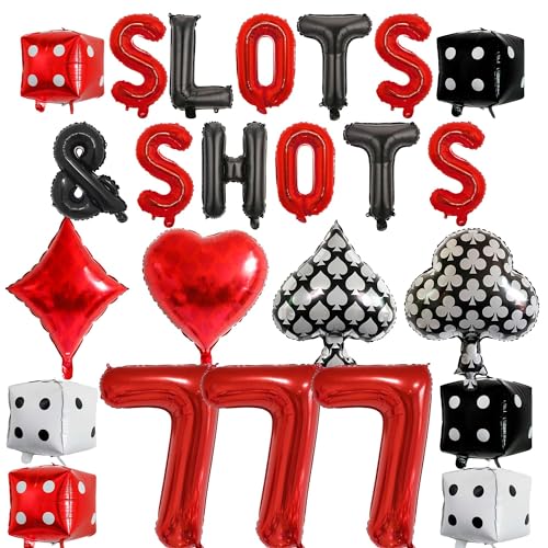Würfel-Pokerkarten, Casino-Luftballons, aufblasbar, Herzen, Pik, Clubs, Buchstaben, Casino-Thema, Folienballons, Bogen-Set für Spieleabend, Las Vegas, Texas, Poker, Party-Dekorationen, Zubehör, 24 von ITHKIRHO