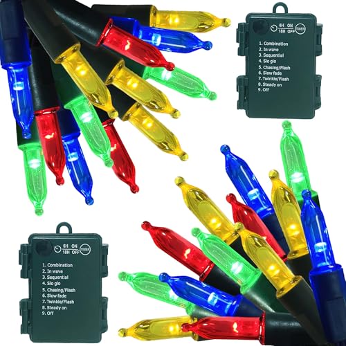 ITICdecor 2 Stück batteriebetriebene Weihnachtslichter, 50 LEDs, 4,8 m, Mini-Lichterkette, wasserdicht, mit 8 Modi und Timer, für Weihnachten, Innen- und Außenbereich, Hof, Urlaub, Hochzeit ITICdecor 2 Stück batteriebetriebene Weihnachtslichter, 50 LEDs, 4,8 m, Mini-Lichterkette, wasserdicht, mit 8 Modi und Timer, für Weihnachten, Innen- und Außenbereich, Hof, Urlaub, Hochzeit von ITICdecor