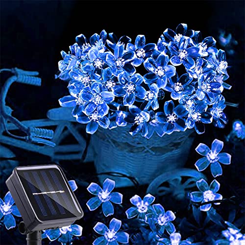 ITICdecor Outdoor Solar Blume Lichterkette Wasserdicht 50 LED Lichterkette Dekorationen für Weihnachtsbaum Garten Terrasse Zaun Hof Frühling (Blau) von ITICdecor