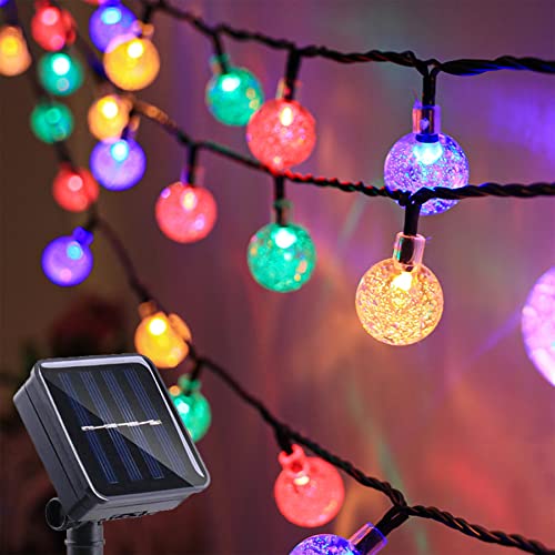 ITICdecor Solar-Lichterkette, 4,7 m, 20 LEDs, für den Außenbereich, wasserdicht, Kristallkugeln, Osterlichter für Party, Zaun, Camping, Terrasse, Weihnachten, Osterdekoration (mehrfarbig) von ITICdecor