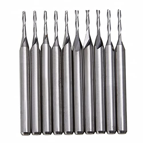 10 Stück CNC-Fräser mit 1/8-Zoll-Schaft (Wolframstahl, 2-schneidig) for präzises Gravieren/Fräsen von ITITI