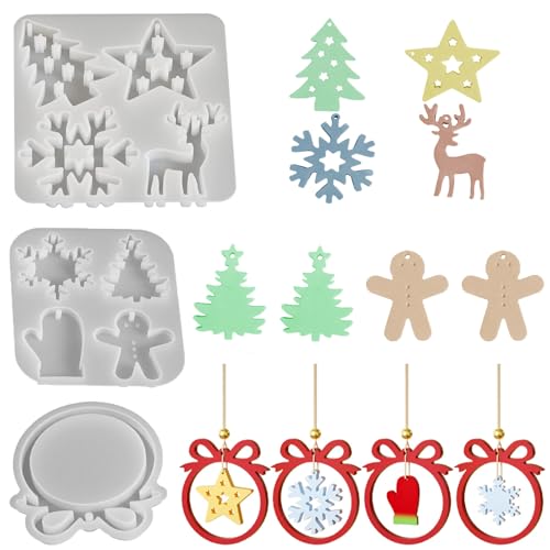 Silikonform Weihnachten Gießformen Anhänger Silikon Gießform Weihnachtsbaum Silikonformen Gipsformen Zum Gießen Epoxidharz Formen zur Herstellung von Weihnachtsdekorationen von ITJMRJP