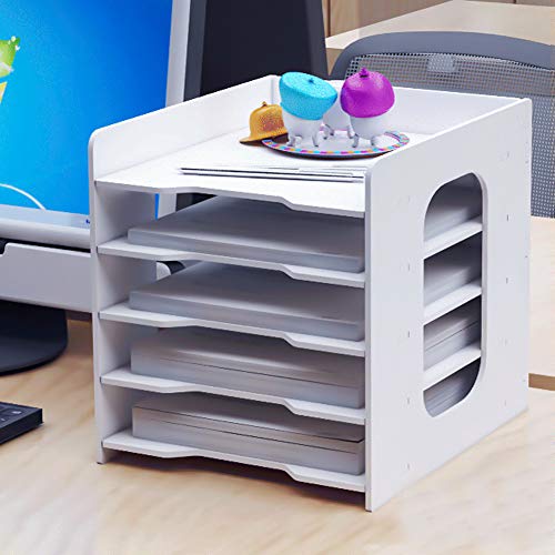 Schreibtisch Organizer Büro Dokumentenablage A4 Schreibtischablage 5 Fächer Dokumentenhalter Holz Ablagesystem Zeitschriften Sammler Bücher Ordnungssystem Schule Tischorganizer Kinderzimmer von ITODA