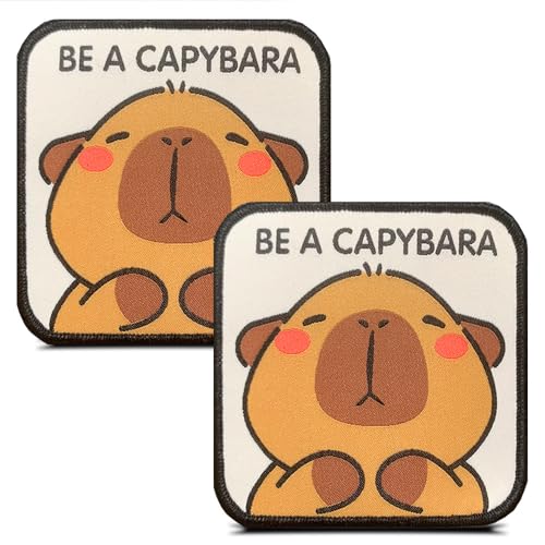 2 Stück Be a Capybara Funny Cartoon Tier Patch Stickerei Klettverschluss Patch Emblem für Rucksack Weste Uniform Mäntel Jeans Biker Moto Kleidung Taschen Helm Hundegeschirr - 8 cm 2 Stück Be a Capybara Funny Cartoon Tier Patch Stickerei Klettverschluss Patch Emblem für Rucksack Weste Uniform Mäntel Jeans Biker Moto Kleidung Taschen Helm Hundegeschirr - 8 cm von ITOMUFD