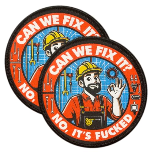 2 Stück Can We Fix It? Nein, It's Fucked Funny Trendy Meme Hook and Loop Embroidered Emblem for Blue Collar Worker Backpack Vest Uniform Coats Jackets Clothes Bags Helmet Dog Harness Biker Moto von ITOMUFD