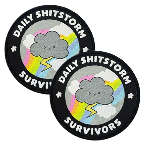 2 Stück Daily Shitstorm Survior Patch, niedlich, schön, positive Wolke, besticktes Emblem für Rucksack, Weste, Uniform, Mäntel, Jeans, Biker, Motorrad, Kleidung, Taschen, Helme 2 Stück Daily Shitstorm Survior Patch, niedlich, schön, positive Wolke, besticktes Emblem für Rucksack, Weste, Uniform, Mäntel, Jeans, Biker, Motorrad, Kleidung, Taschen, Helme von ITOMUFD