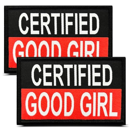 2 Stück Good Girl zertifizierte Aufnäher für Hundegeschirr, Hundeweste, Klettverschluss, lustiger Aufnäher für Biker-Kleidung, bestickt, trendig, zum Aufnähen, Dekor-Emblem für Weste, Geschirr von ITOMUFD