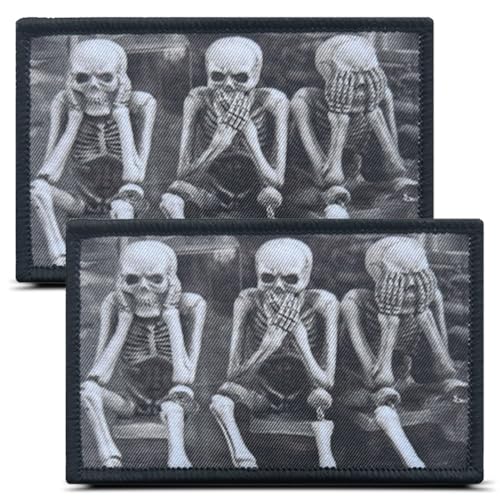 2 x Aufnäher mit Aufschrift "No Listening, No Watching Talking", lustiger Meme-Totenkopf-Aufnäher für Biker-Kleidung, bestickt, trendiges Emblem für Hundeweste, Rucksack, Taschen und mehr 2 x Aufnäher mit Aufschrift "No Listening, No Watching Talking", lustiger Meme-Totenkopf-Aufnäher für Biker-Kleidung, bestickt, trendiges Emblem für Hundeweste, Rucksack, Taschen und mehr von ITOMUFD